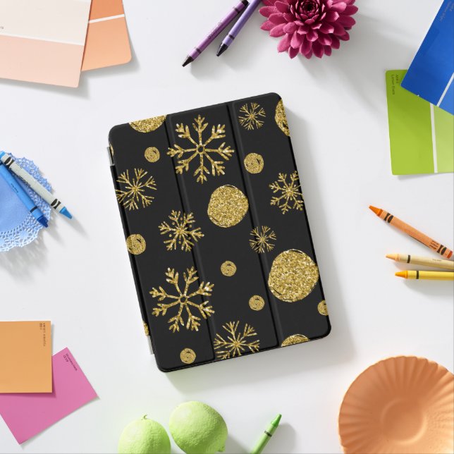 Golden Snow Flakes 2 iPad Pro Cover (Desk)