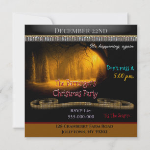 Golden Snow Holiday Christmas Party Invitation