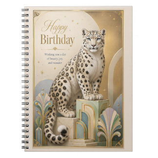Golden Snow Leopard Birthday Elegance Notebook