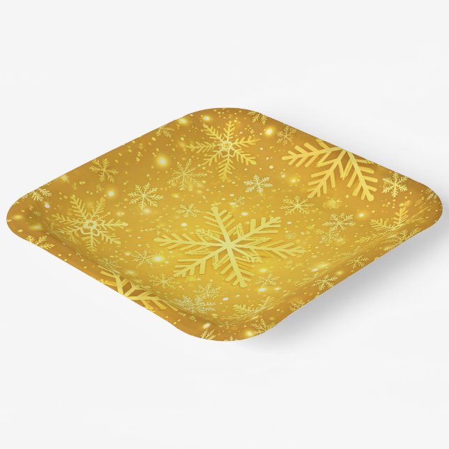 Golden Snow Paper Plates (Angled)