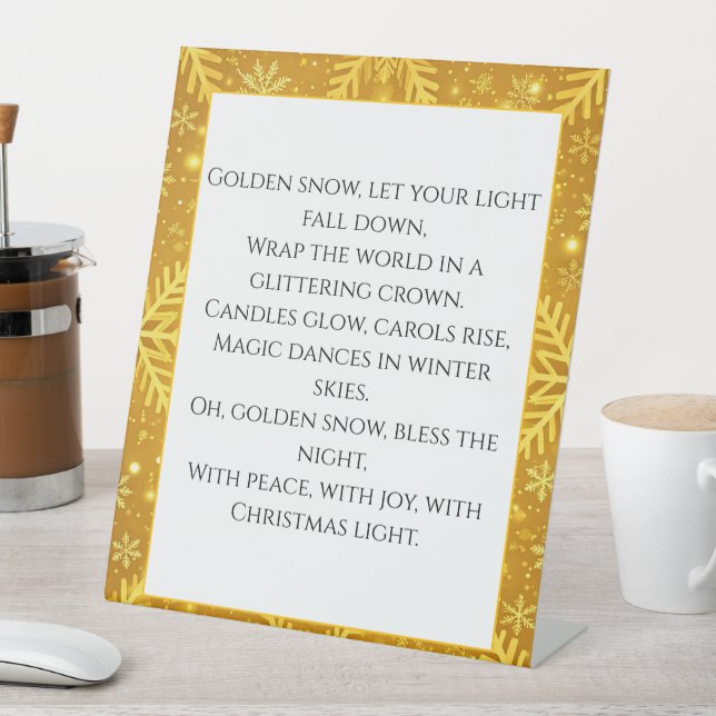 Golden Snow Pedestal Sign (In SItu)