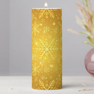 Golden Snow Pillar Candle