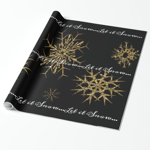 Golden Snow Treasures Christmas Night Wrapping Paper