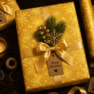 Golden Snow Wrapping Paper Sheets