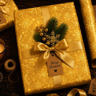 Golden Snow Wrapping Paper Sheets