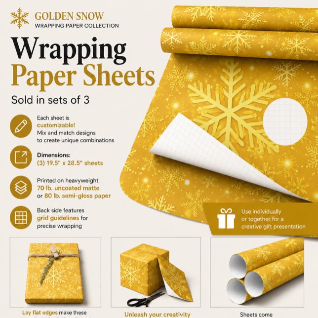 Golden Snow Wrapping Paper Sheets (Creator Uploaded)