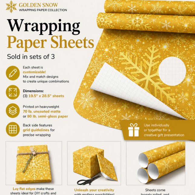 Golden Snow Wrapping Paper Sheets (Creator Uploaded)