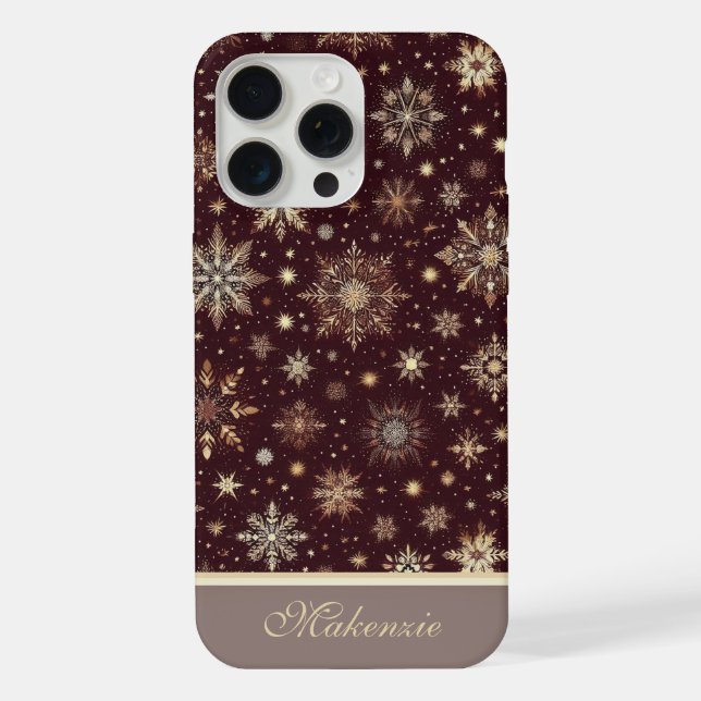 Golden Snowfall: Christmas’s Shimmering Elegance iPhone Case (Back)