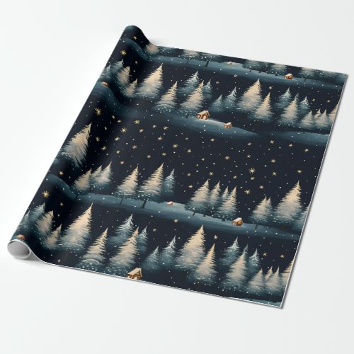 Golden Snowfall Wrapping Paper