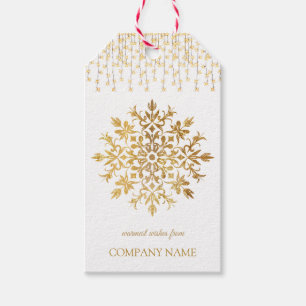 Golden snowflake, Company Gold Christmas Gift Tags
