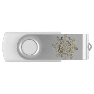Golden Snowflake Flash Drive