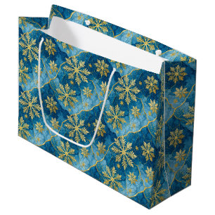 Golden Snowflake Frozen Abstract Large Gift Bag