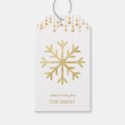 Golden snowflake Merry Christmas Gift Tags