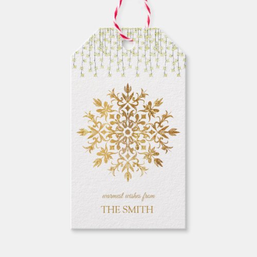 Golden snowflake Merry Christmas Gift Tags