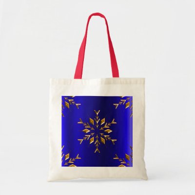 Golden Snowflake on Blue Christmas