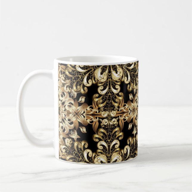Golden snowflake simple seamless pattern. Vintage  Coffee Mug (Left)