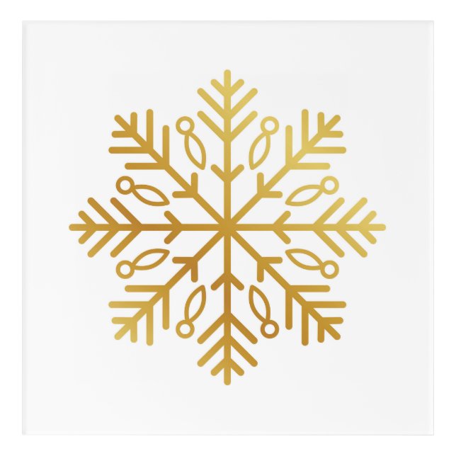 Golden Snowflake Winter Acrylic Wall Art (Front)