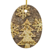 Golden Snowflakes and Christmas Tree