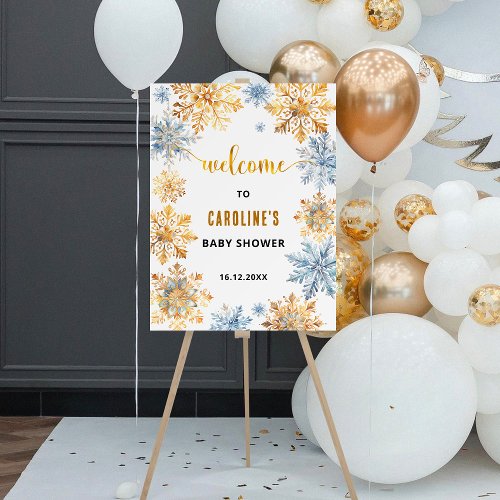 Golden Snowflakes Baby Shower Welcome Foam Board