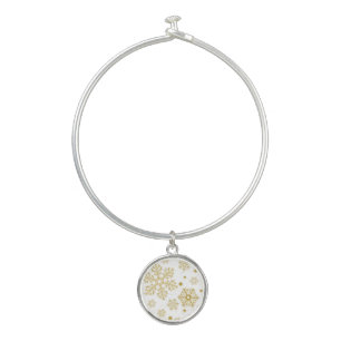 Golden snowflakes bangle bracelet