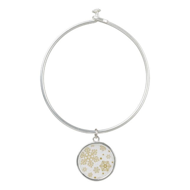 Golden snowflakes bangle bracelet (Front)