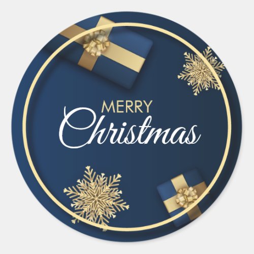 Golden Snowflakes Christmas CardMerry Christmas Classic Round Sticker