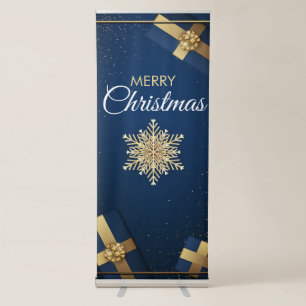 Golden Snowflakes Christmas Card,Merry Christmas Retractable Banner