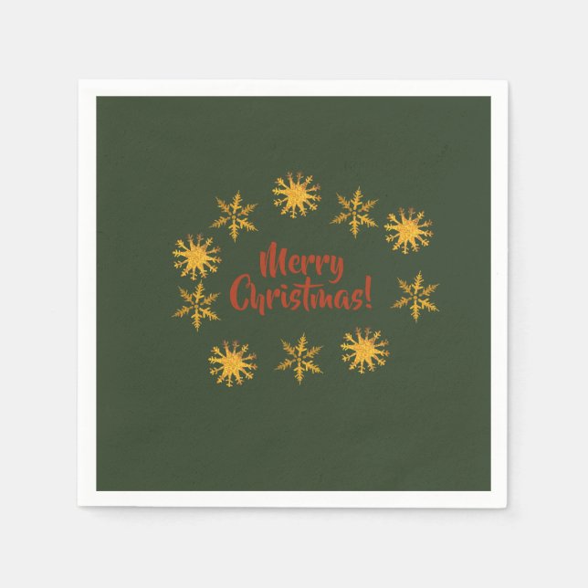 Golden Snowflakes Christmas Napkins (Front)