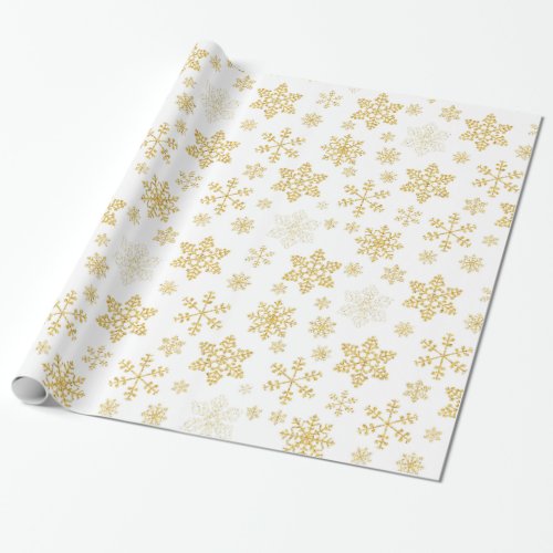 Golden Snowflakes Christmas Wrapping Paper