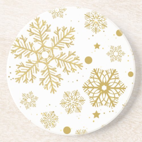 Golden snowflakes coaster