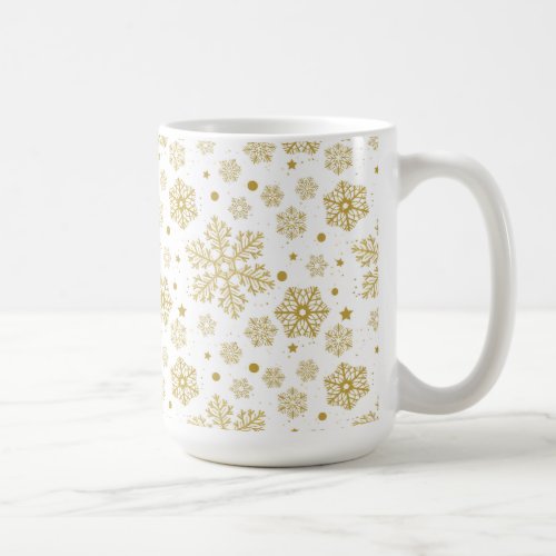Golden snowflakes coffee mug