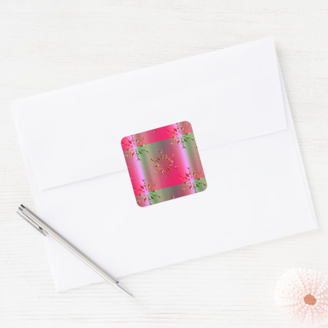 Golden Snowflakes Decorative Christmas  Square Sticker (Envelope)