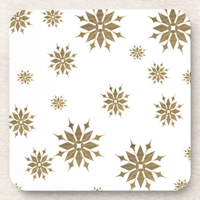 Golden snowflakes drink coaster (Front)