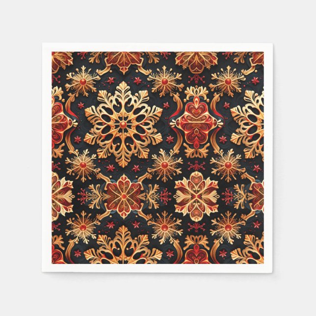 Golden Snowflakes Elegant  Winter holidays Design  Napkins (Front)