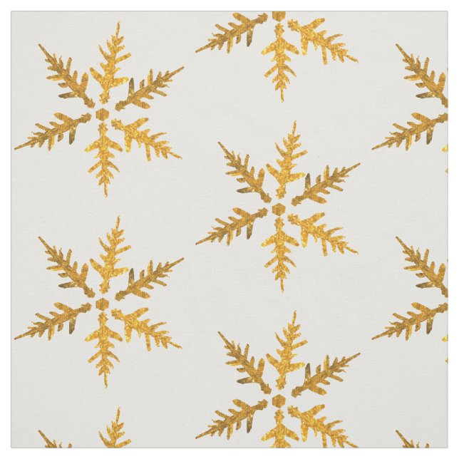 Golden Snowflakes Fabric (Swatch)