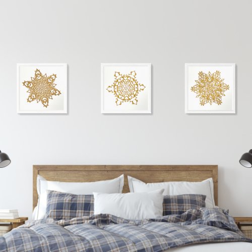 Golden Snowflakes Faux Gold Metal Beautiful Wall Art Sets