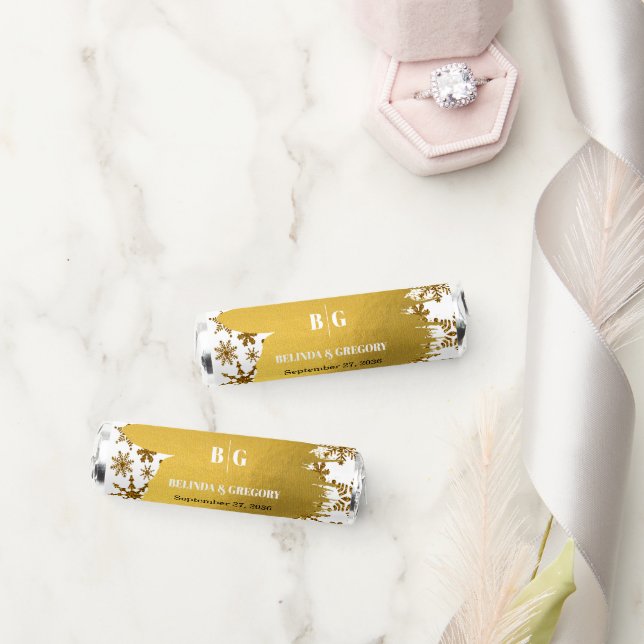 Golden Snowflakes Festive Christmas Wedding Breath Savers® Mints (Wedding)