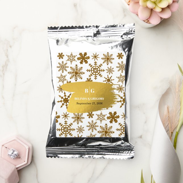 Golden Snowflakes Festive Christmas Wedding   Coffee Drink Mix (Wedding)