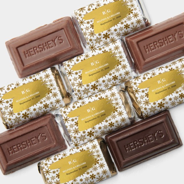 Golden Snowflakes Festive Christmas Wedding  Hershey's Miniatures (Assorted)