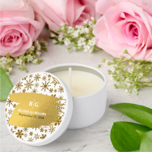 Golden Snowflakes Festive Christmas Wedding Mini Candle Favors
