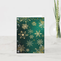 Golden Snowflakes Holiday Card