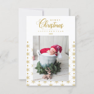 Golden Snowflakes Merry Christmas Photo Baby
