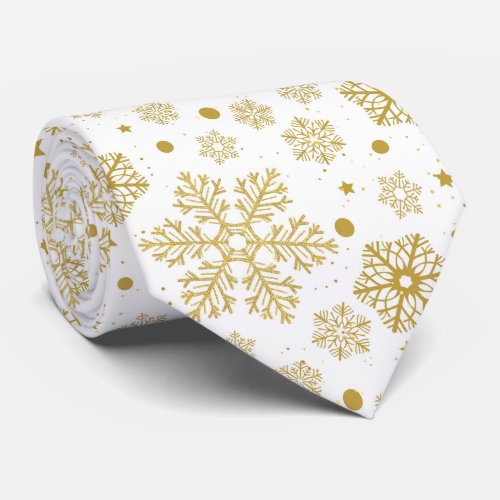 Golden snowflakes neck tie