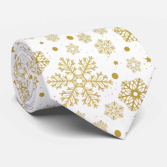 Golden snowflakes neck tie (Rolled)