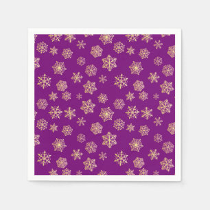 Golden snowflakes on a purple background paper napkins