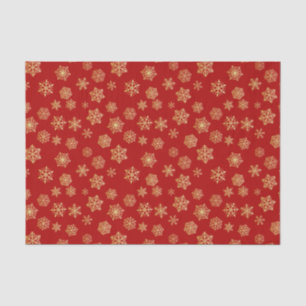 Golden snowflakes on a red background tissue paper