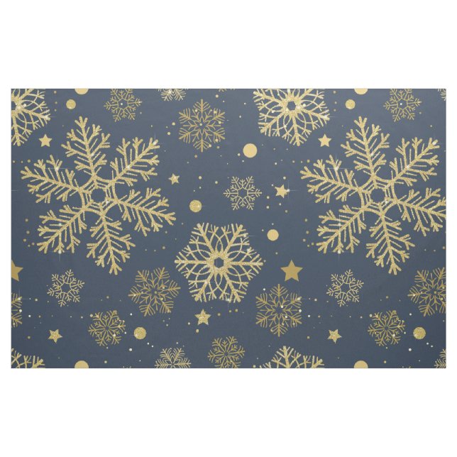 Golden snowflakes on navy fabric (Fat Quarter)
