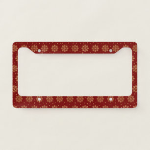 Golden Snowflakes on Red - Classic Christmas (2) License Plate Frame