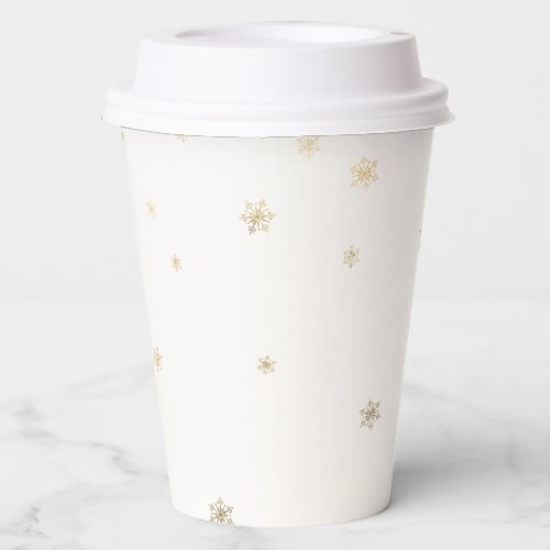 Golden Snowflakes Paper Cups