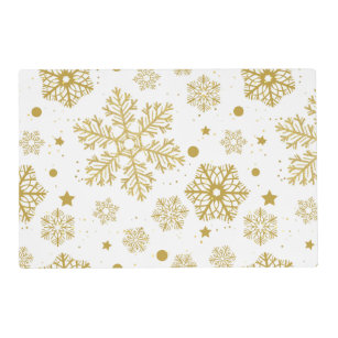Golden snowflakes placemat